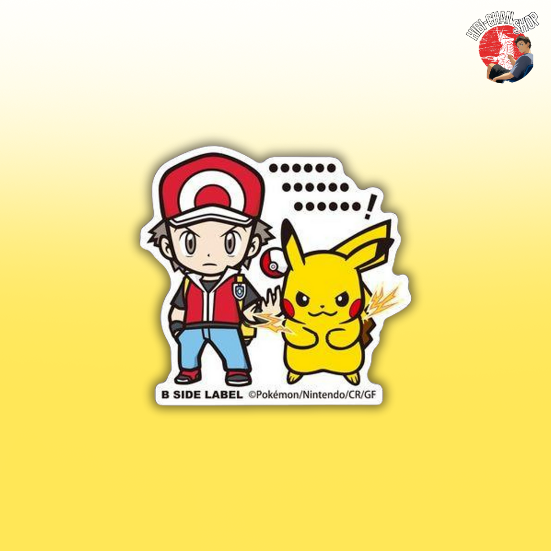 B-SIDE Label Sticker - Red & Pikachu